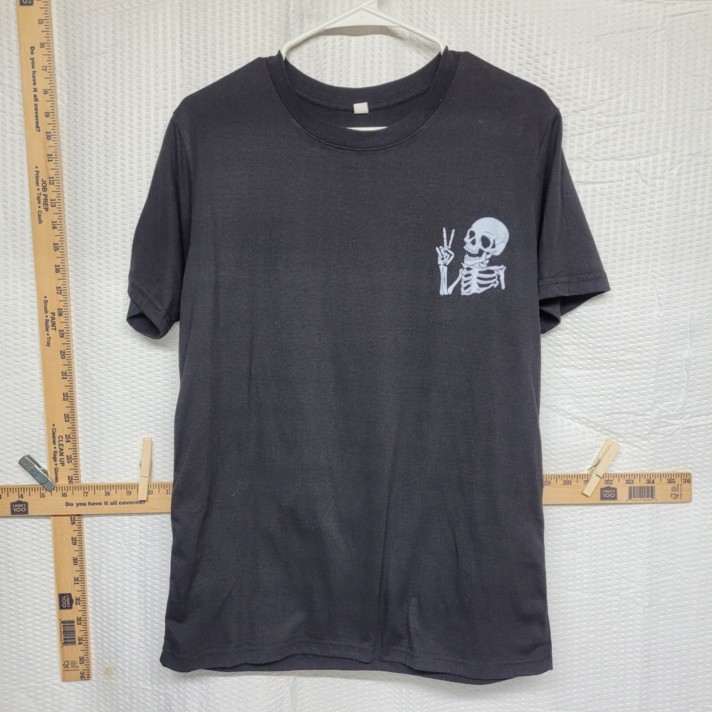 Skeleton Peace Sign Have The Day You Deserve Graphic T-Shirt Black Small